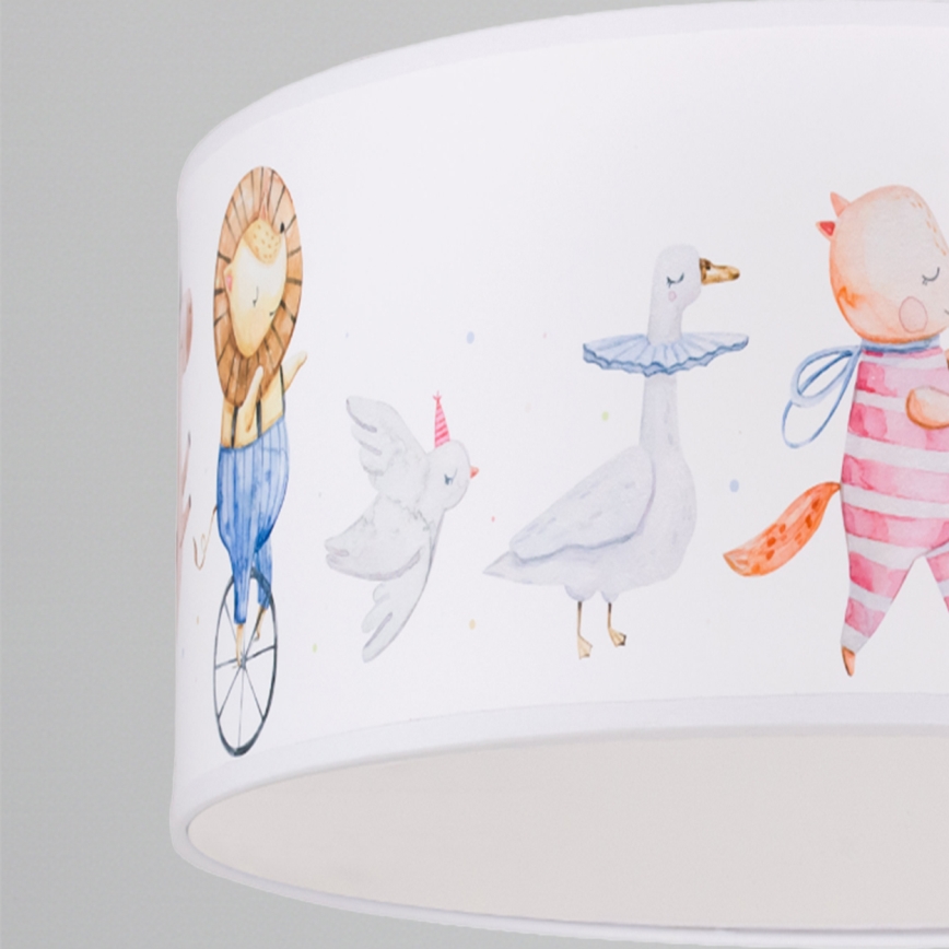 Brilagi - LED barnpendel på kabel BOBO 1xE27/60W/230V Ø 35 cm vit/djurmotiv