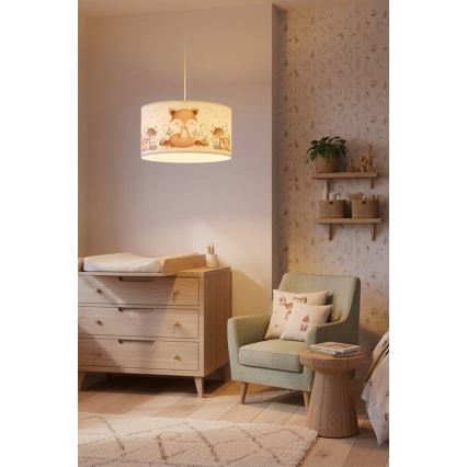Brilagi - LED barnpendel på kabel BOBO 1xE27/60W/230V Ø 35 cm vit med djurmotiv