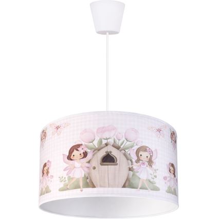 Brilagi - LED barnpendel på sladd BOBO 1xE27/10W/230V Ø35 cm rosa/älvor