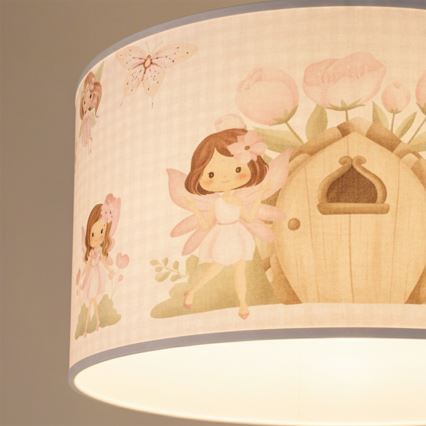 Brilagi - LED barnpendel på sladd BOBO 1xE27/10W/230V Ø35 cm rosa/älvor
