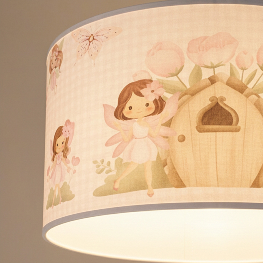 Brilagi - LED barnpendel på sladd BOBO 1xE27/10W/230V Ø35 cm rosa/älvor