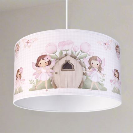 Brilagi - LED barnpendel på sladd BOBO 1xE27/10W/230V Ø35 cm rosa/älvor