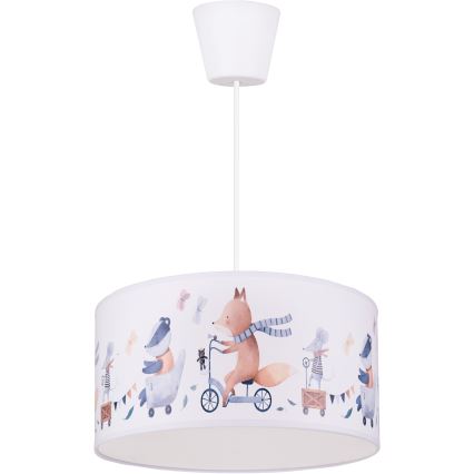 BRILAGI - LED barnpendel på sladd BOBO 1xE27/60W/230V Ø 35 cm vit/med djurmotiv