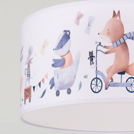 BRILAGI - LED barnpendel på sladd BOBO 1xE27/60W/230V Ø 35 cm vit/med djurmotiv