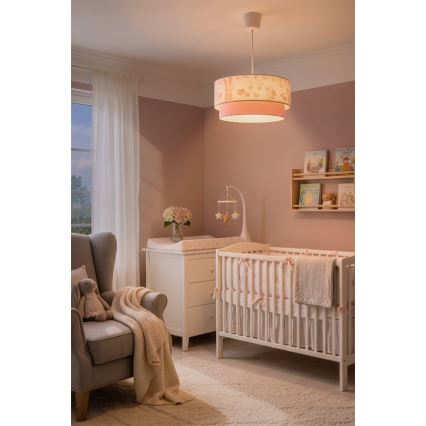 BRILAGI - LED Barntaklampa på vajer BOBO 1xE27/60W/230V Ø 40 cm krämvit/rosa/kaninmotiv