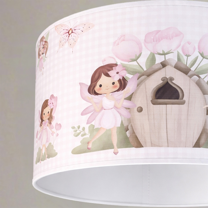 Brilagi - LED barnpendel på sladd BOBO 1xE27/60W/230V Ø35 cm rosa/älvor