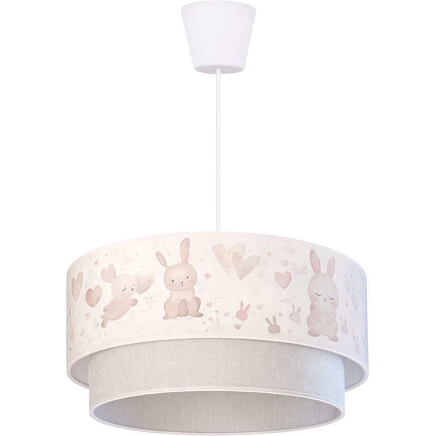 Brilagi - LED-barnpendellampa med kabel BOBO 1xE27/10W/230V Ø 40 cm krämfärgad/grå/kaniner