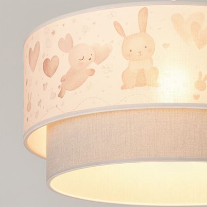 Brilagi - LED barnpendel med vajer BOBO 1xE27/60W/230V Ø 40 cm krämfärgad/grå/kaniner