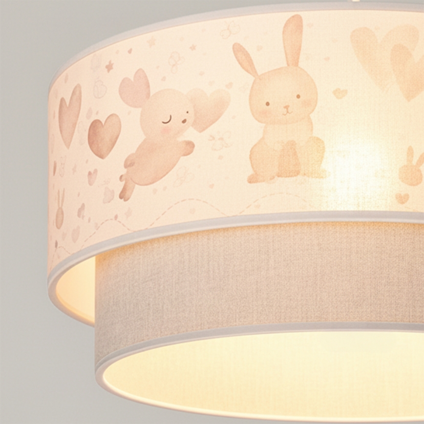 Brilagi - LED barnpendel med vajer BOBO 1xE27/60W/230V Ø 40 cm krämfärgad/grå/kaniner