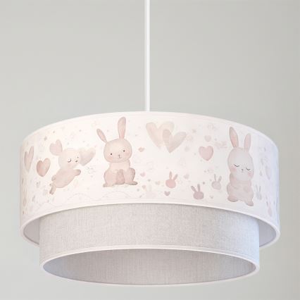 Brilagi - LED barnpendel med vajer BOBO 1xE27/60W/230V Ø 40 cm krämfärgad/grå/kaniner