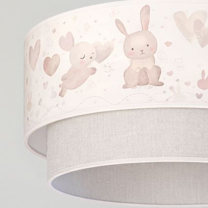 Brilagi - LED barnpendel med vajer BOBO 1xE27/60W/230V Ø 40 cm krämfärgad/grå/kaniner