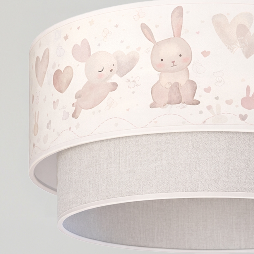 Brilagi - LED barnpendel med vajer BOBO 1xE27/60W/230V Ø 40 cm krämfärgad/grå/kaniner