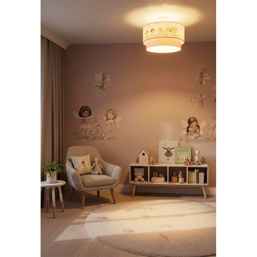 Brilagi - LED barnplafond BOBO 1xE27/10W/230V Ø 40 cm rosa/älvor