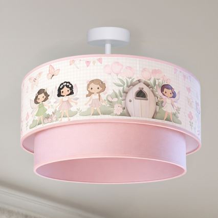 Brilagi - LED barnplafond BOBO 1xE27/10W/230V Ø 40 cm rosa/älvor