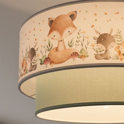 Brilagi - LED taklampa för barn BOBO 1xE27/10W/230V Ø 40 cm vit/grön/djurmotiv