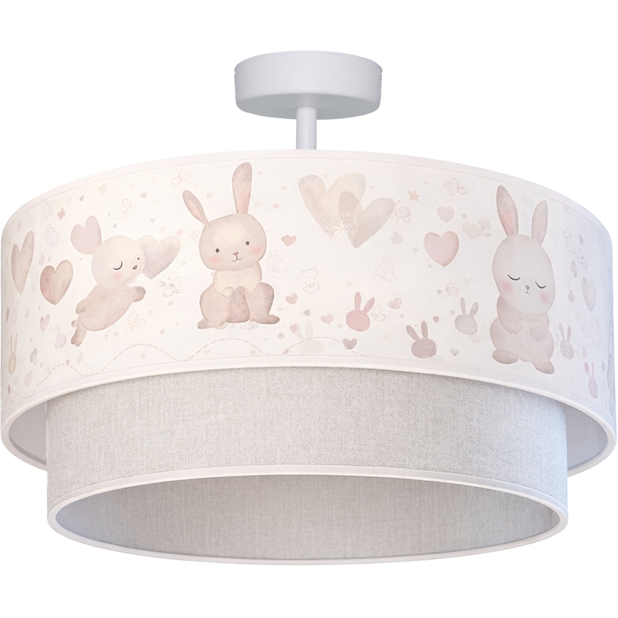 Brilagi - LED ytmonterad barnplafond BOBO 1xE27/10W/230V Ø 40 cm krämvit/grå/kaninmotiv