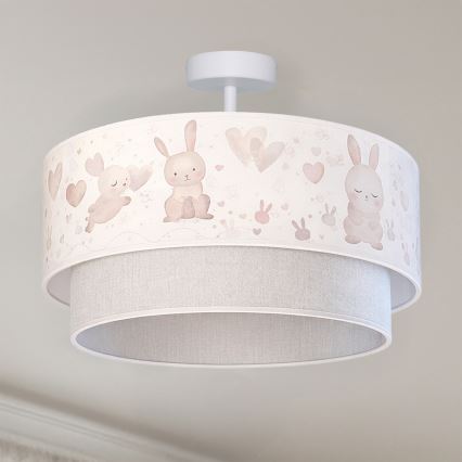 Brilagi - LED ytmonterad barnplafond BOBO 1xE27/10W/230V Ø 40 cm krämvit/grå/kaninmotiv