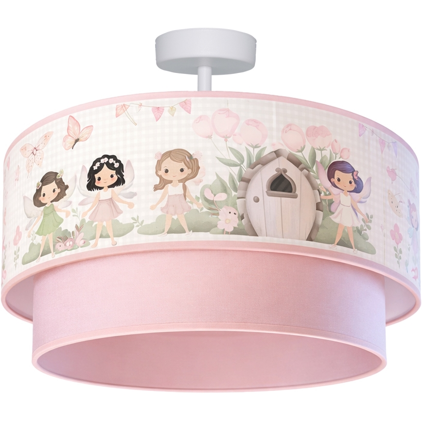 Brilagi - LED barnplafond BOBO 1xE27/60W/230V Ø 40 cm rosa/älvor