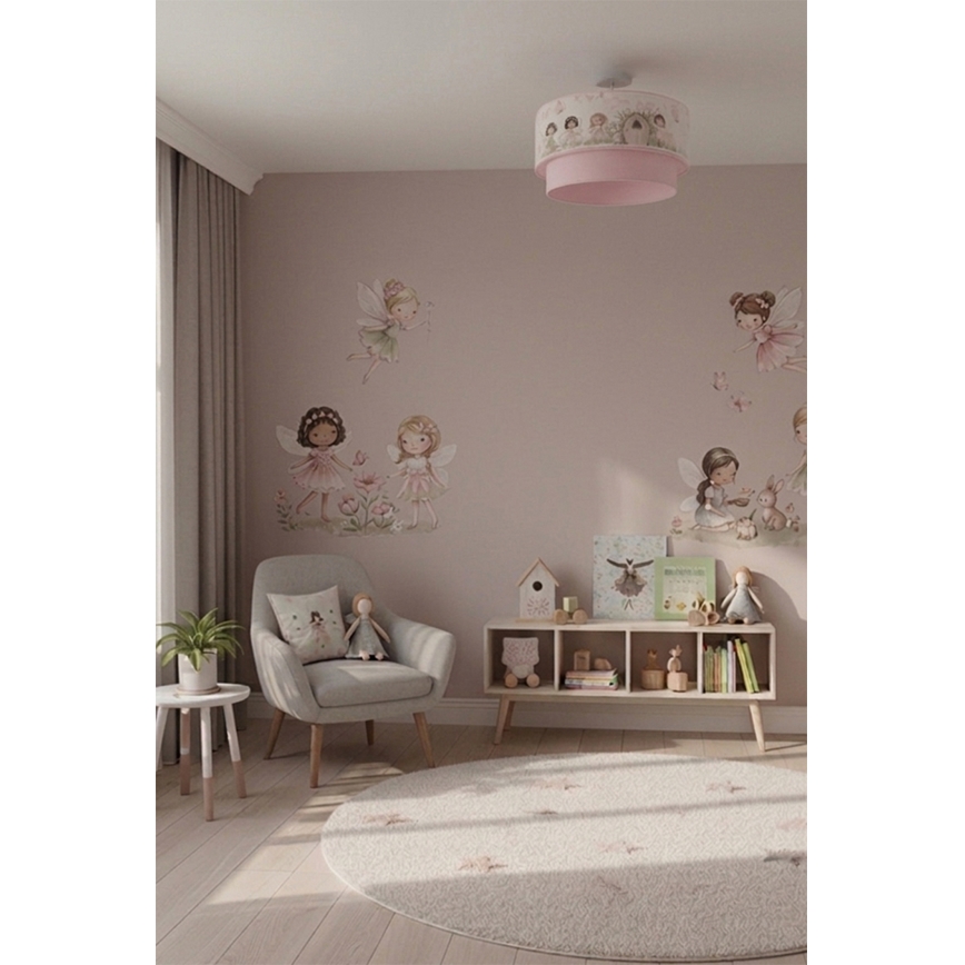 Brilagi - LED barnplafond BOBO 1xE27/60W/230V Ø 40 cm rosa/älvor