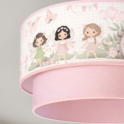Brilagi - LED barnplafond BOBO 1xE27/60W/230V Ø 40 cm rosa/älvor