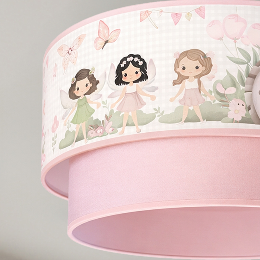 Brilagi - LED barnplafond BOBO 1xE27/60W/230V Ø 40 cm rosa/älvor