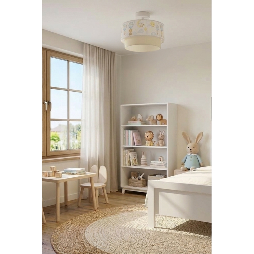Brilagi - LED taklampa för barn BOBO 1xE27/60W/230V Ø 40 cm vit/beige/djurmönster