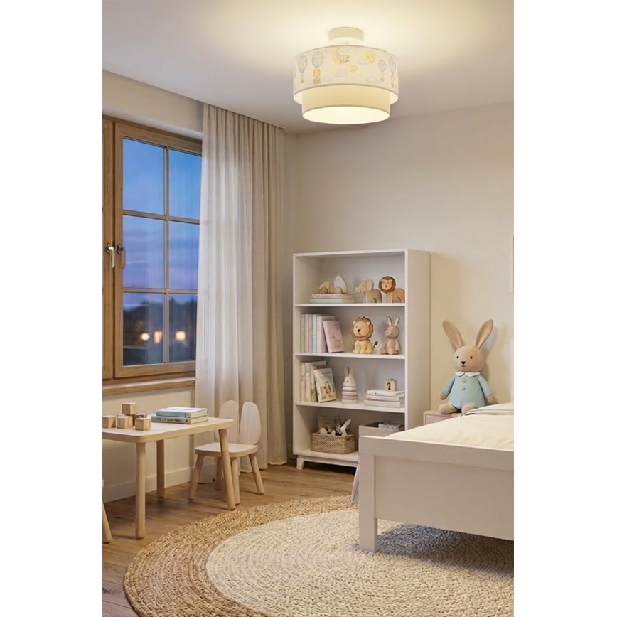 Brilagi - LED taklampa för barn BOBO 1xE27/60W/230V Ø 40 cm vit/beige/djurmönster