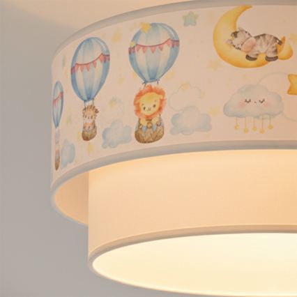 Brilagi - LED taklampa för barn BOBO 1xE27/60W/230V Ø 40 cm vit/beige/djurmönster