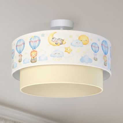 Brilagi - LED taklampa för barn BOBO 1xE27/60W/230V Ø 40 cm vit/beige/djurmönster