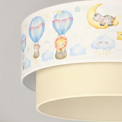 Brilagi - LED taklampa för barn BOBO 1xE27/60W/230V Ø 40 cm vit/beige/djurmönster