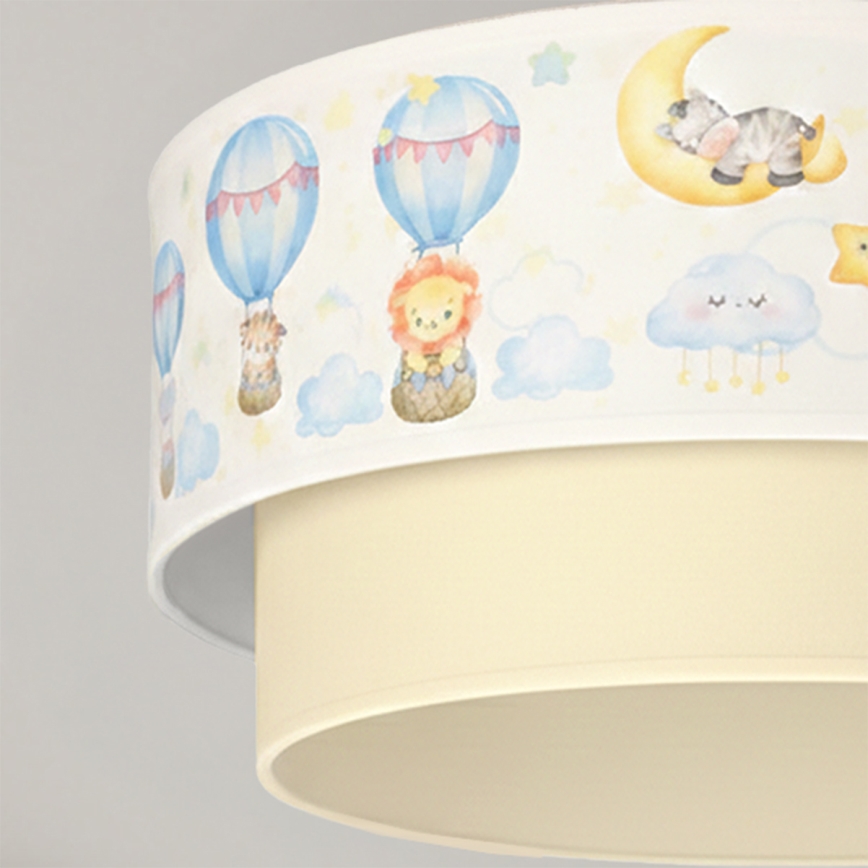 Brilagi - LED taklampa för barn BOBO 1xE27/60W/230V Ø 40 cm vit/beige/djurmönster