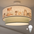 Brilagi-LED Barnplafond BOBO 1xE27/60W/230V Ø 40 cm vit/grön med djurmotiv