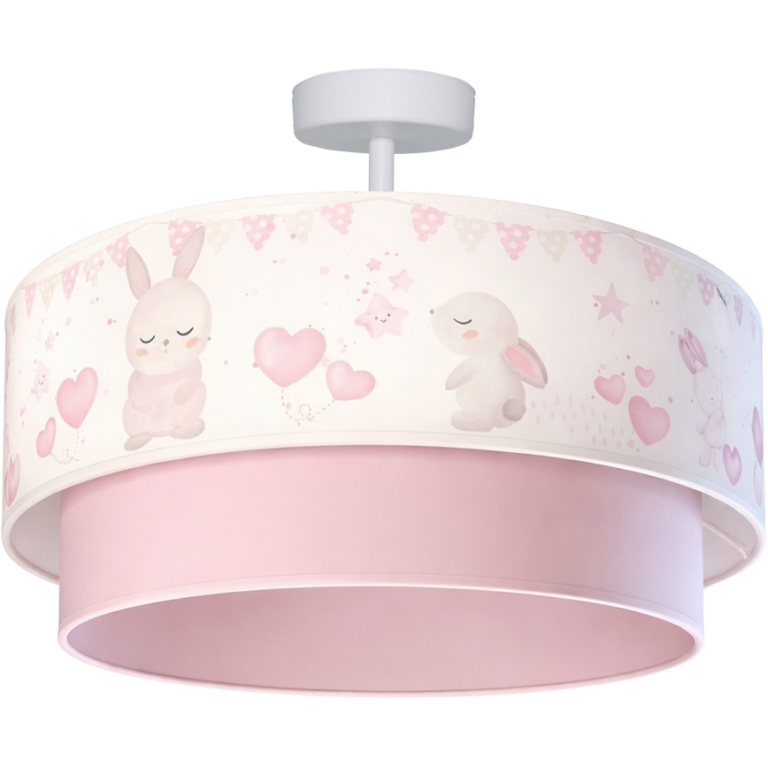 Brilagi - LED barntaklampa BOBO, ytmonterad 1xE27/60W/230V, Ø 40 cm, krämvit/rosa med kaninmotiv