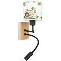 BRILAGI - LED Barns flexibla vägglampa BOBO WOOD 1xE27/25W/230V + LED/3W ek/svart/vit/grön/djungel