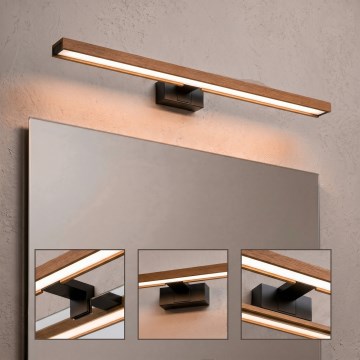 BRILAGI - LED-belysning för badrumsspegel 3-i-1 WOODY MIRROR LED/15W/230V 80 cm IP44 svart/körsbärsek