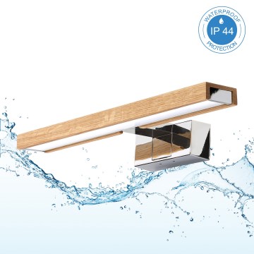 Brilagi - LED-belysning för badrumsspegel 3-i-1 WOODY MIRROR LED/8W/230V 40 cm IP44 blank krom/ek
