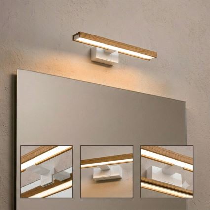 Brilagi - LED-spegelbelysning för badrum 3-i-1 WOODY MIRROR LED/8W/230V 40 cm IP44 vit/ek