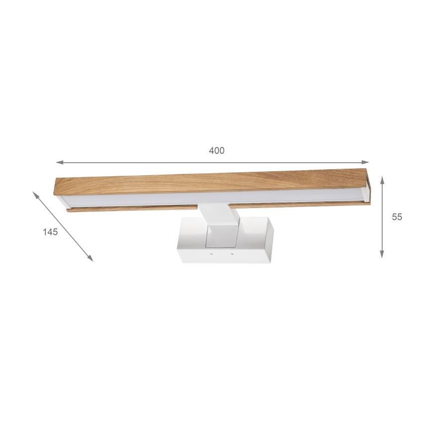 Brilagi - LED-spegelbelysning för badrum 3-i-1 WOODY MIRROR LED/8W/230V 40 cm IP44 vit/ek