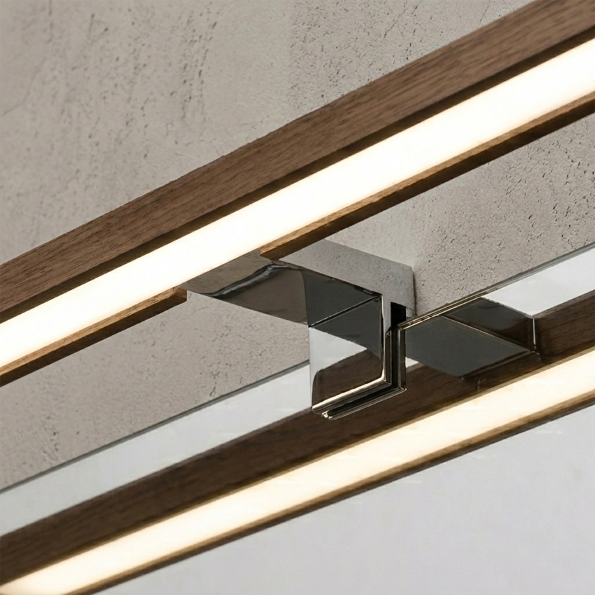 BRILAGI - LED-belysning för badrumsspegel 3-i-1 WOODY MIRROR LED/8W/230V 40 cm IP44 blank krom/ek valnöt