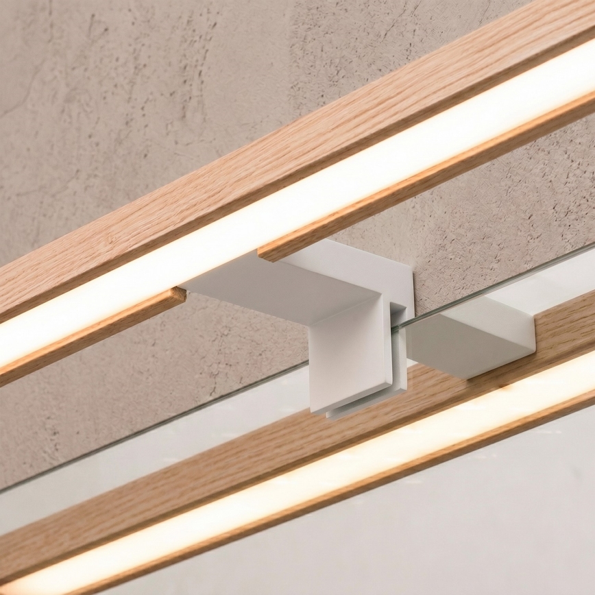 Brilagi - LED-belysning för badrumsspegel 3 i 1 WOODY MIRROR LED/15W/230V 80 cm IP44 vit/ek