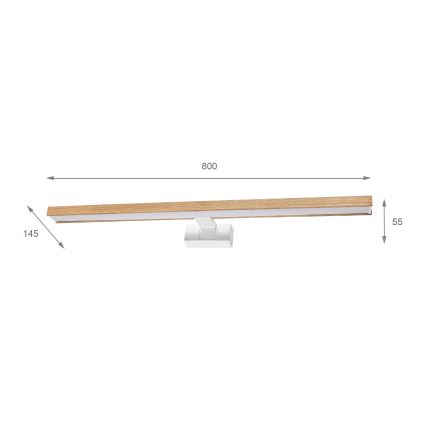 Brilagi - LED-belysning för badrumsspegel 3 i 1 WOODY MIRROR LED/15W/230V 80 cm IP44 vit/ek