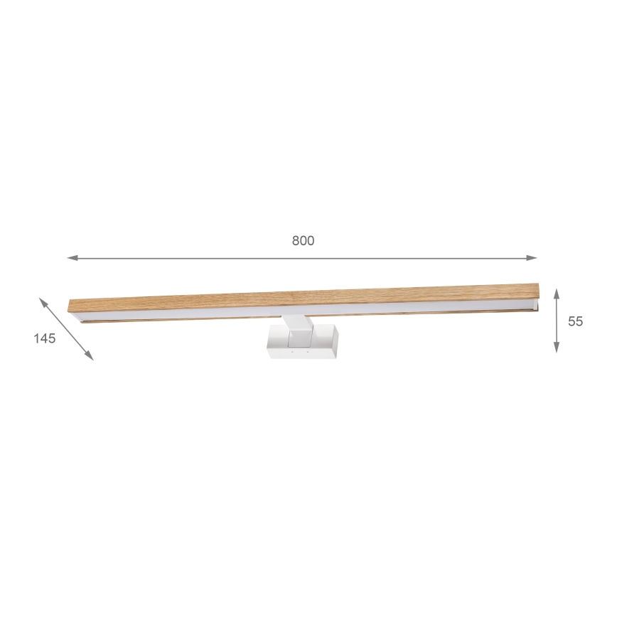 Brilagi - LED-belysning för badrumsspegel 3 i 1 WOODY MIRROR LED/15W/230V 80 cm IP44 vit/ek