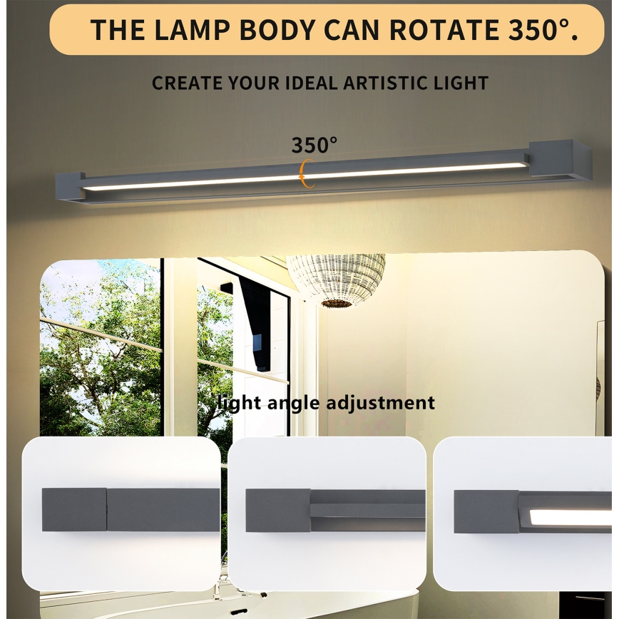 Brilagi - LED-belysning för badrumsspegel AQUA LINE LED/24W/230V 90 cm IP44 antracit CRI 90