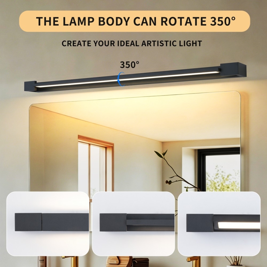 BRILAGI - LED-belysning för badrumsspegel AQUA LINE LED/28W/230V 100 cm IP44 svart CRI 90