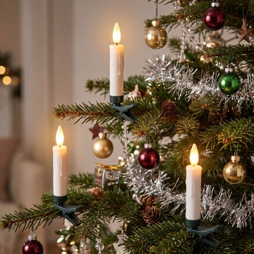 BRILAGI - LED-belysning för julgran 10xLED/10xAAA vit + fjärrkontroll
