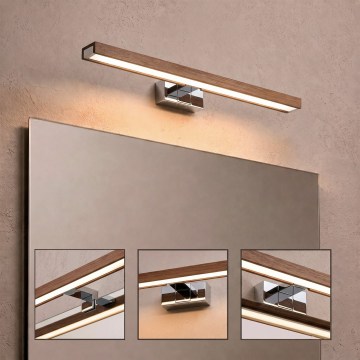 BRILAGI - LED-belysning till badrumsspegel 3-i-1 WOODY MIRROR LED/12W/230V 60 cm IP44 blank krom/körsbärsek