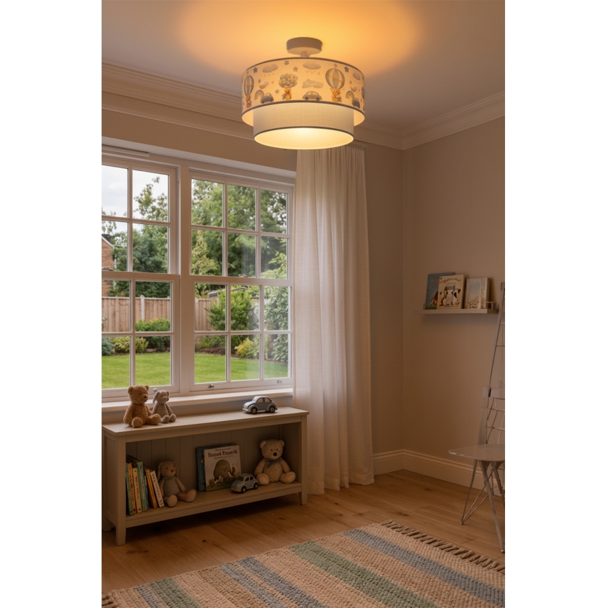 Brilagi - LED ytmonterad taklampa för barn BOBO 1xE27/60W/230V Ø 40 cm krämfärgad/blå med nallemotiv