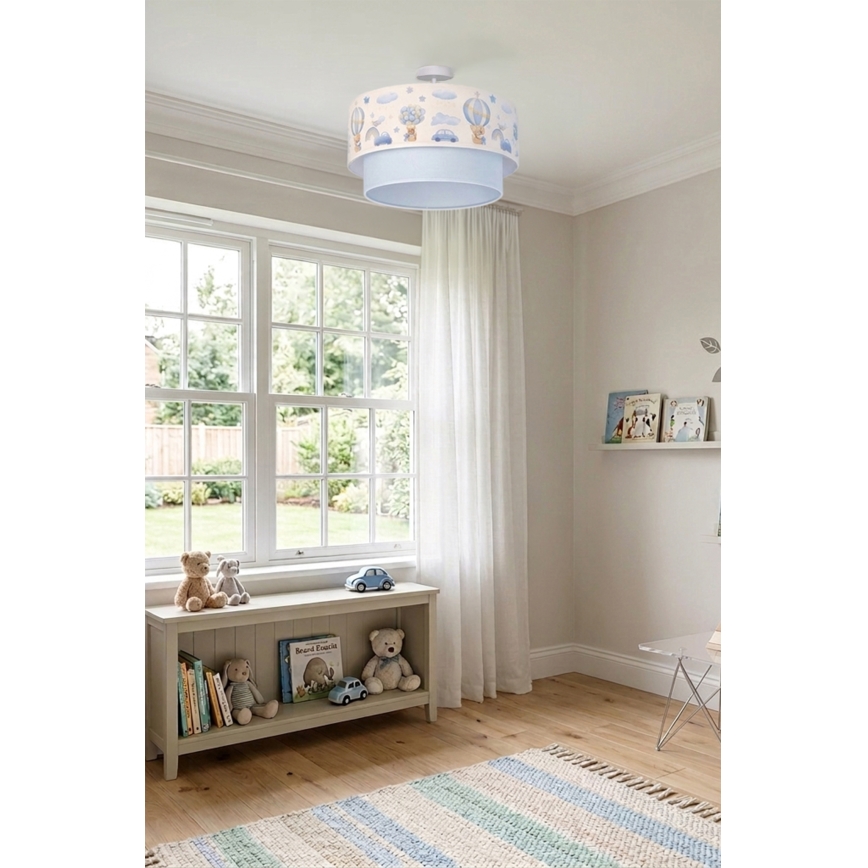 Brilagi - LED ytmonterad taklampa för barn BOBO 1xE27/60W/230V Ø 40 cm krämfärgad/blå med nallemotiv
