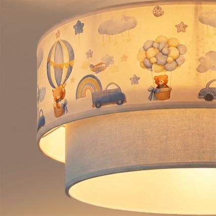 Brilagi - LED ytmonterad taklampa för barn BOBO 1xE27/60W/230V Ø 40 cm krämfärgad/blå med nallemotiv