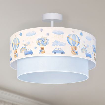 Brilagi - LED ytmonterad taklampa för barn BOBO 1xE27/60W/230V Ø 40 cm krämfärgad/blå med nallemotiv